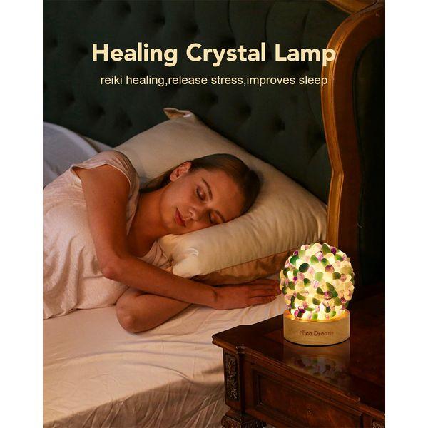 Nice Dream Colorful Crystal Night Light with Wooden Base, Small Table Lamp for Home Decor, Healing Crystal Light for Positive Energy Therapy Meditation Reiki 2