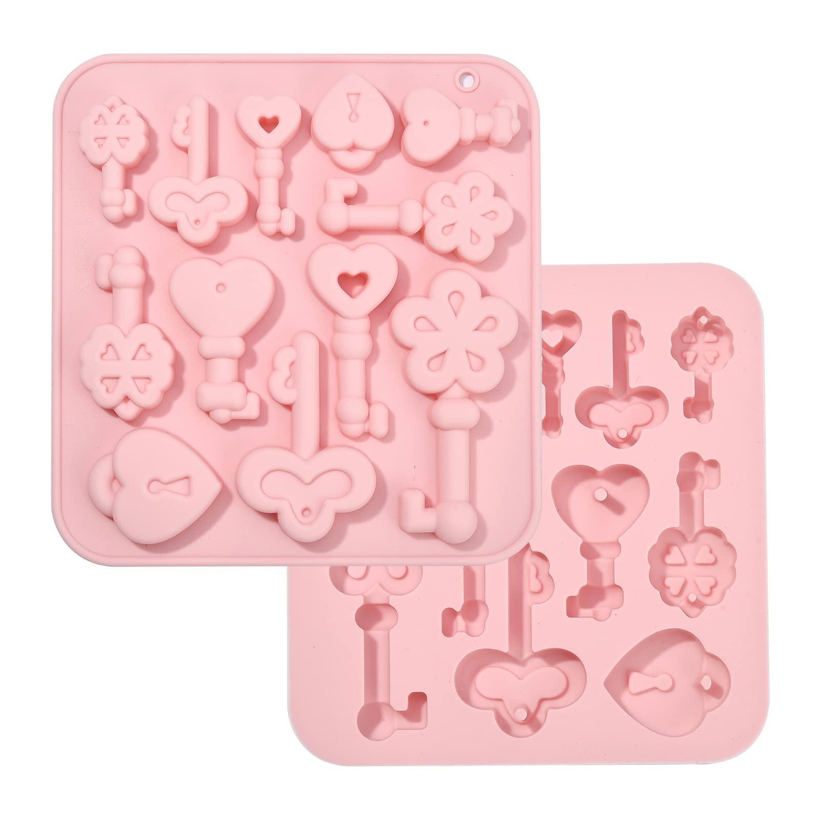 UR URLIFEHALL 2 Pcs Vintage Key Food Grade Silicone Moulds Resin Silicone Baking Moulds for Making Chocolate Cake Jelly Fondant