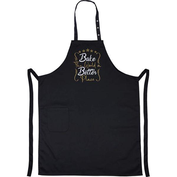 EXPRESS-STICKEREI Cooking apron women Adjustable Kitchen Aprons with Pocket | adjustable neck strap (Bake the world a better place - Kochschürze) 1