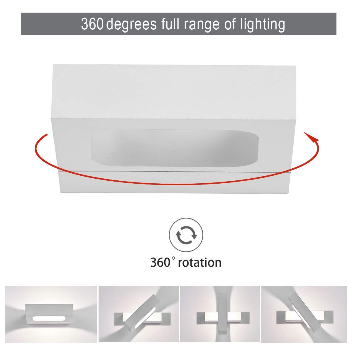 HAOFU 10W LED Wall Lights Indoor Up Down Wall Lamp Wall Wash Light Modern Wall Sconce Lighting White Aluminum for Living Room Bedroom Hallway Corridor, Stairs, Warm White 2