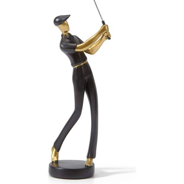 Amoy-Art Golf Statue Sculpture Golfer Figurine Decor Polyresin Arts Gifts Black 24cm