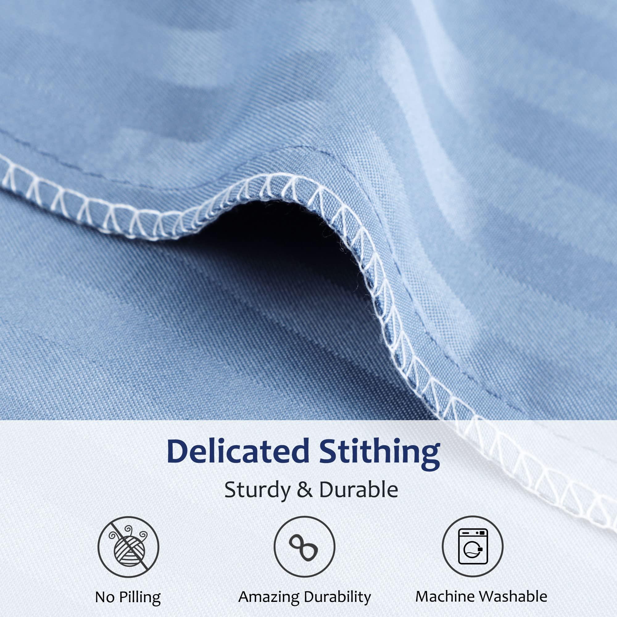 PiccoCasa 100GSM Microfiber Striped Bed Fitted Sheet, 16 Inch Deep Pocket Bed Mattress Cover, Durable Soft Breathable Wrinkle Resistant Bottom Sheets Steel Blue Single 4