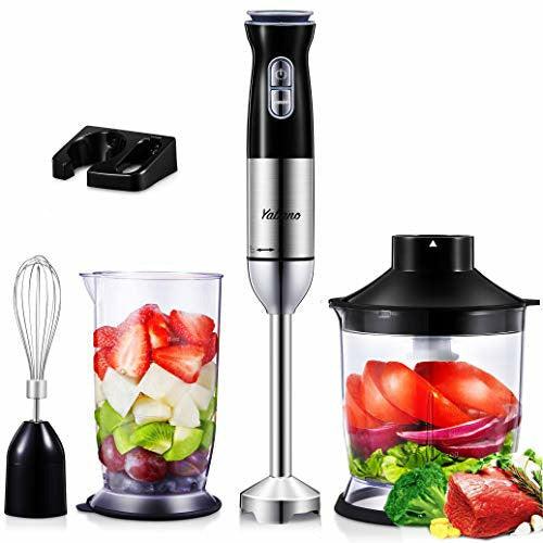 Yabano Hand Blender 800W, 5 in 1 Stick Blender, 12 Speed Immersion Blender Set with Food Chopper, Beaker, Electric Whisk, Stainless Steel Blade, for Smoothies, Soups, Sauces, Baby Food 0