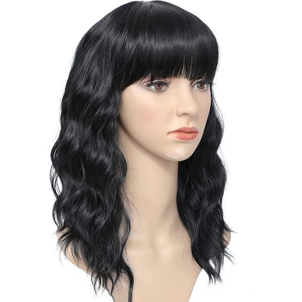ColorfulPanda 14" Black Wavy Curly Bob Wigs for Women Girls Natural Looking and Heat Resistant Synthetic Hair Short Wig with Fringe for Daily Cosplay Party 3