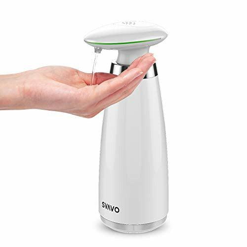 SVAVO Soap Dispenser Automatic, Touchless Hand Soap Dispenser Shower Pump No Touch White Sensor Hand Sanitizer for Bathroom Kitchen Commercial, 3 Levels Volume Control, 340ml/11.5oz, White