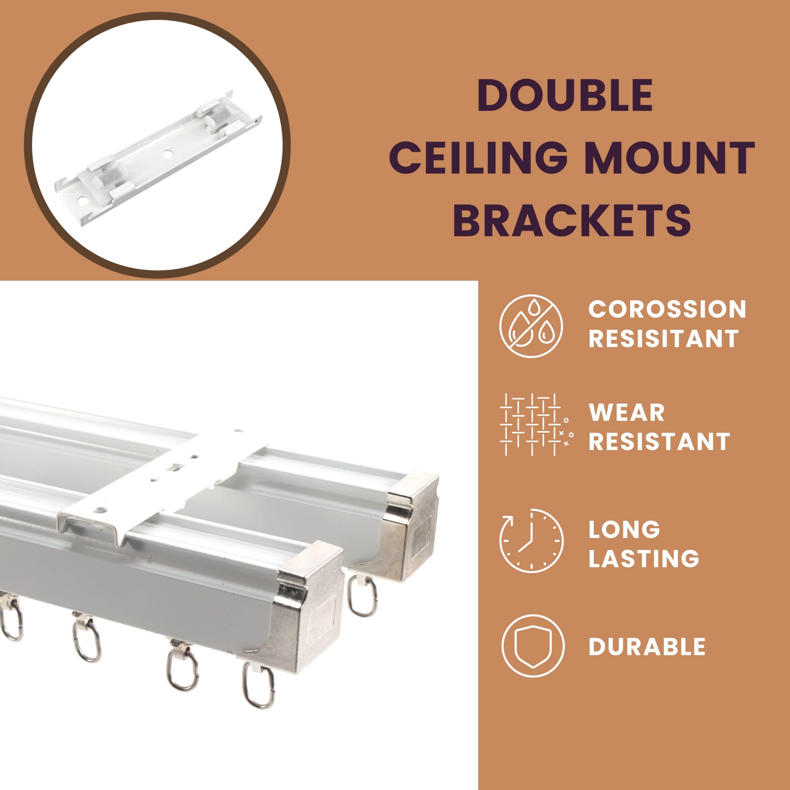 Jos & Haz Double Ceiling Bracket for Curtain Tracks (6 pcs)-Curtain Track Mount 1