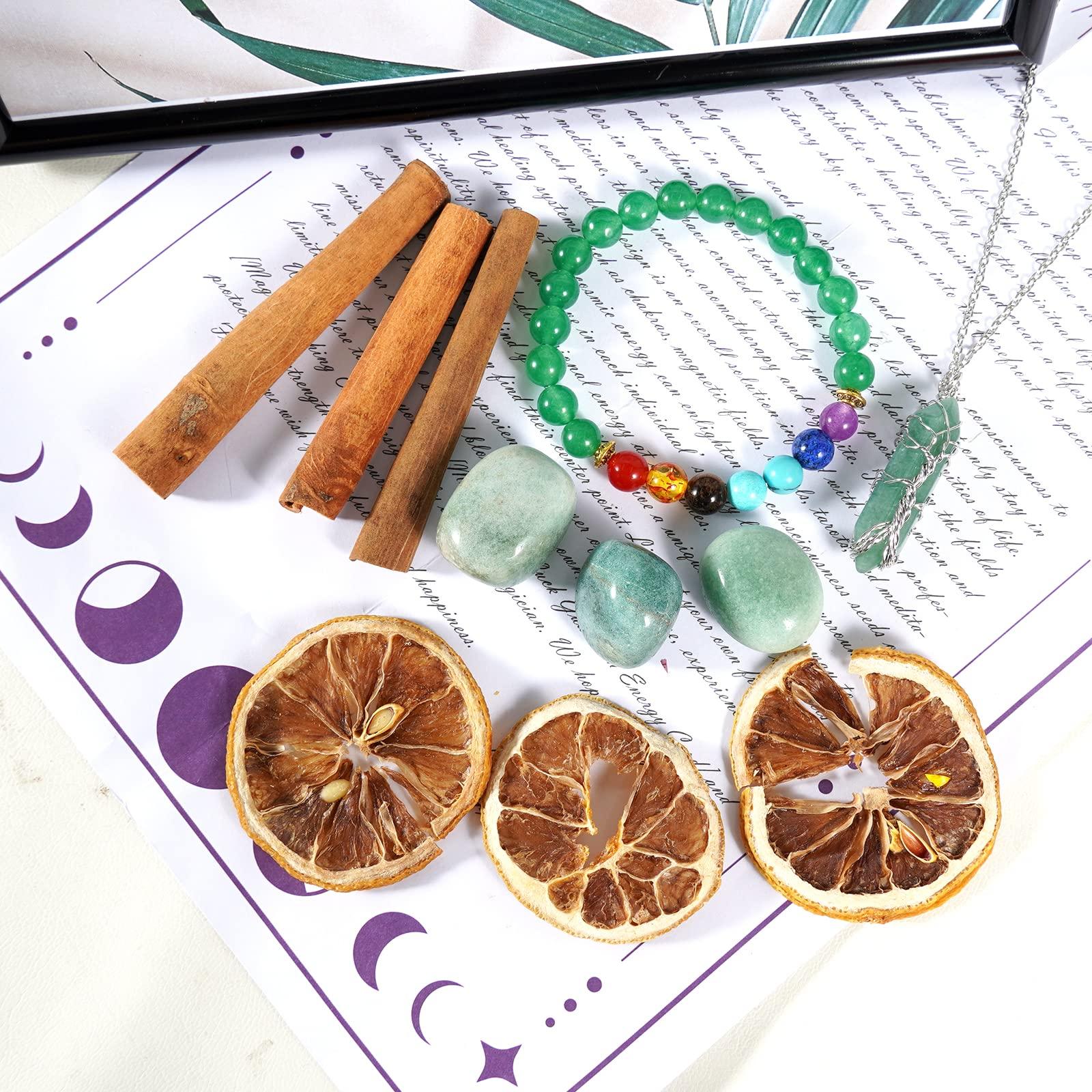 Soulnioi Aromatherapy Gift Set Scented Candle Orange Persimmon Citrus Candle 7 Chakra Green Aventuine Crystal Stones Bracelet Necklace Dry Flower of DIY Relaxation Reiki for Birthday Women Gift 2