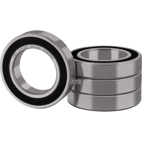 XIKE 4 pcs 6010-2RS Ball Bearings 50x80x16mm Bearing Steel and Double Rubber Seals and Pre-lubricated, 6010RS Deep Groove Ball Bearing with Shieldss 0