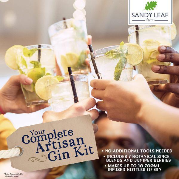 Sandy Leaf Farm Gin Making Kit - 10 Bottle Gin Maker’s Set w/Pink & Citrus Flavour Spice Blends 1
