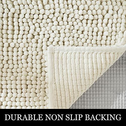 MIULEE Non Slip Bath Mat Microfiber Chenille with High Absorbent Hydroscopicity Bathroom Rugs Super Soft Cozy and Shaggy Soft Rugs for Bathtub, Shower and Bathroom White 50 x 80 cm 1