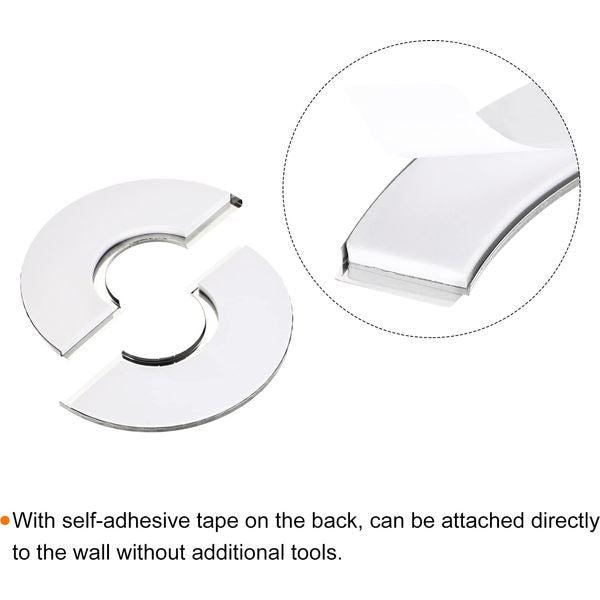 sourcing map Wall Split Flange, 201 Stainless Steel Round Escutcheon Plate for 51mm Diameter Pipe 4Pcs 3