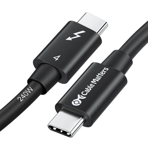 Cable Matters [Intel Certified] 40Gbps Thunderbolt 4 Cable 1 m with 8K Video and 240W Charging - 1m - Backwards Compatible with USB4 Thunderbolt 3 Cable and USB C 0