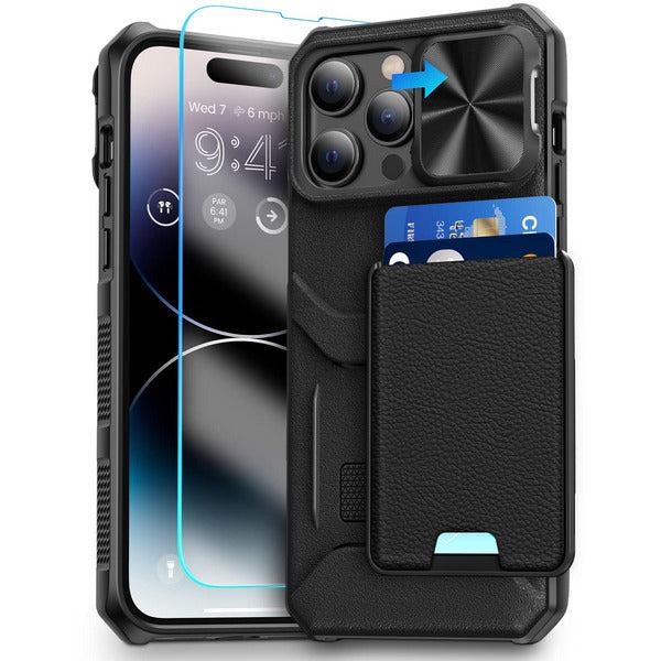 HWeggo for iPhone 14 Pro Max Case with Screen Protector,iPhone 14 Pro Max Cover with Card Holder and Slide Camera Cover,Protective Case for iPhone 14 Pro Max 5G 2022,6.7"(Black) 0