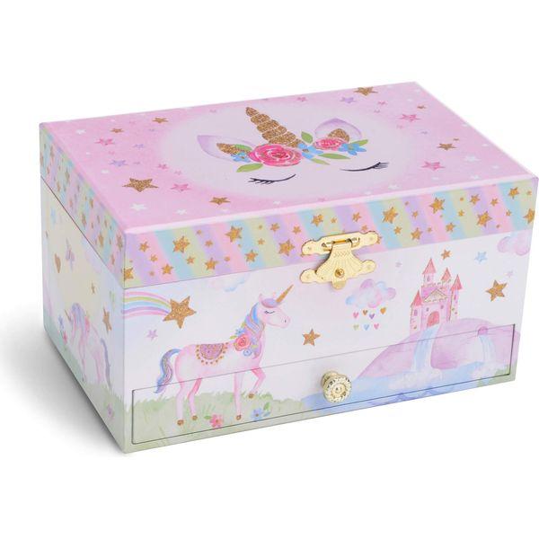 Jewelkeeper Unicorn Music Box & Little Girls Jewellery Set - 3 Unicorn Gifts for Girls 1