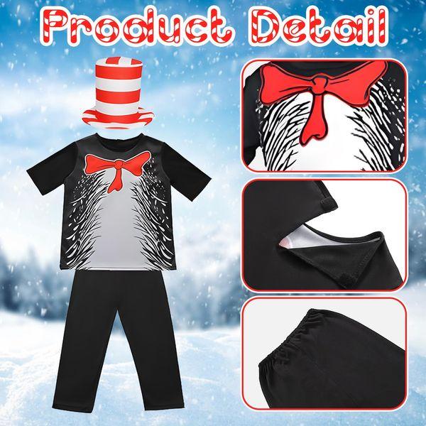 Maryparty Cat in the Hat Costume World Book Day Costume School Book Day Fancy Dress for Kids Girls (Style-2, L) 3