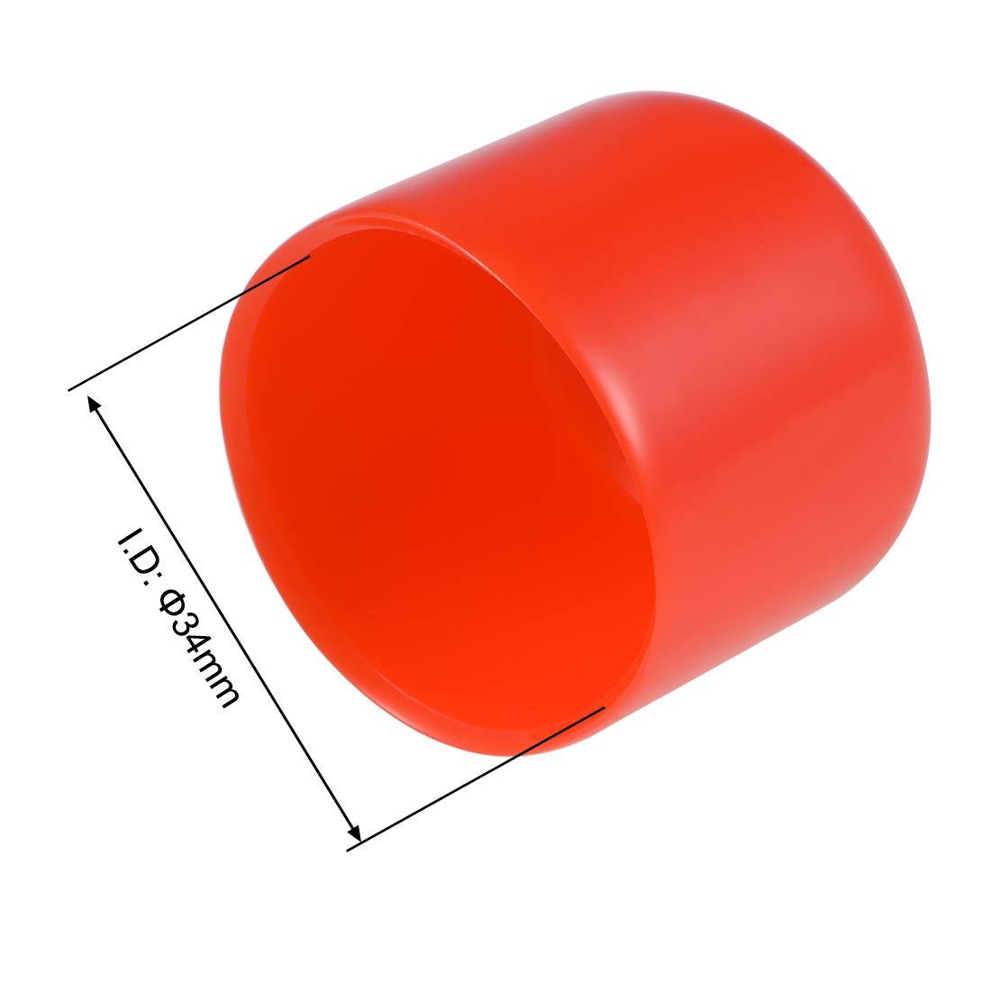 sourcing map 20pcs Rubber End Caps 34mm ID Vinyl Round End Cap Cover Screw Thread Protectors Red 5