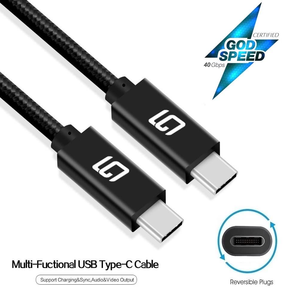 GodSpin Thunderbolt 3 Cable (40Gbps) [Certified] USB Type-C to USB Type-C, 100W Power (USB 3.1 & 3.2 Compatible) Dual 4k or Single 5k @60hz Display (2.6ft/40Gbps Thunderbolt 3) 1