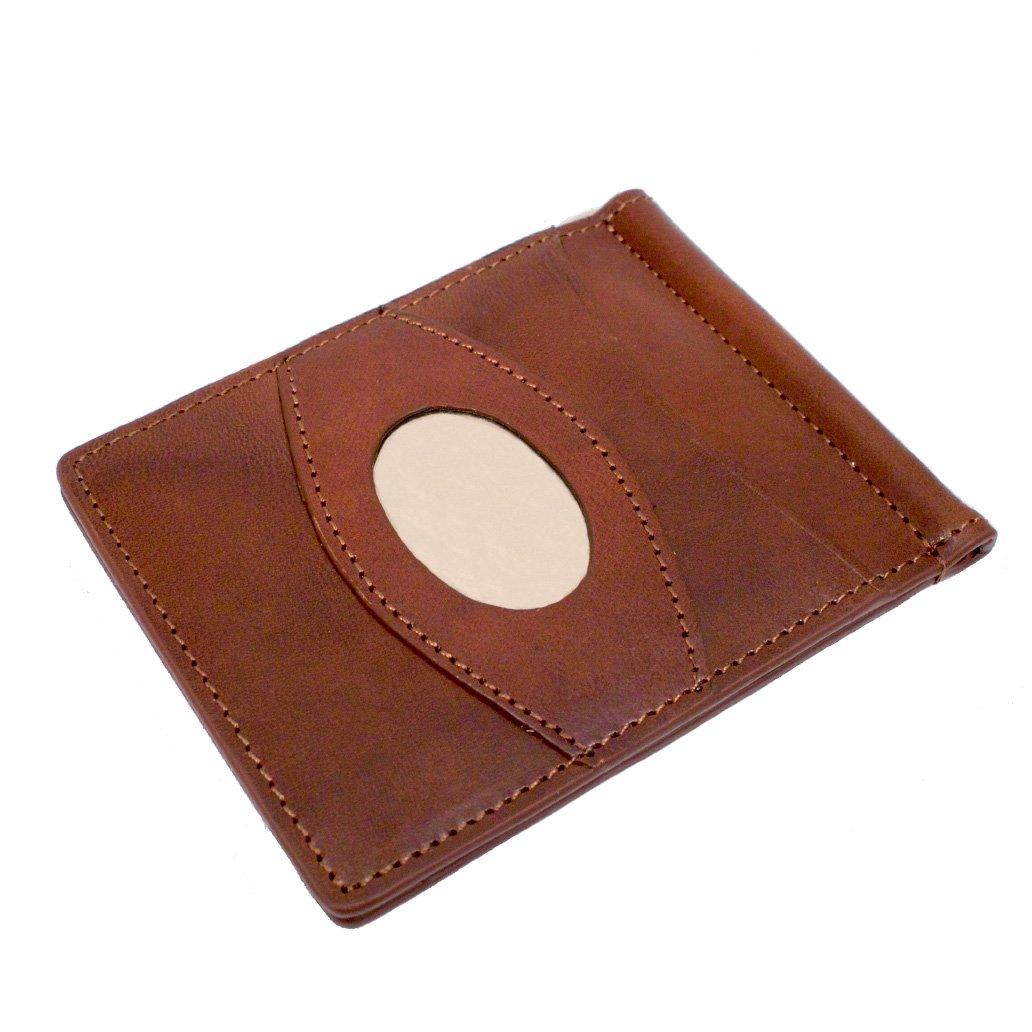 Storus Razor Wallet International Bills-Slim Wallet and Billfold-Medium Brown Color with Engraving Plate-Fine Italian Leather-Measures 3.25" Wide x 4.25" Long x 0.5" Deep (1 Piece per Box) 0