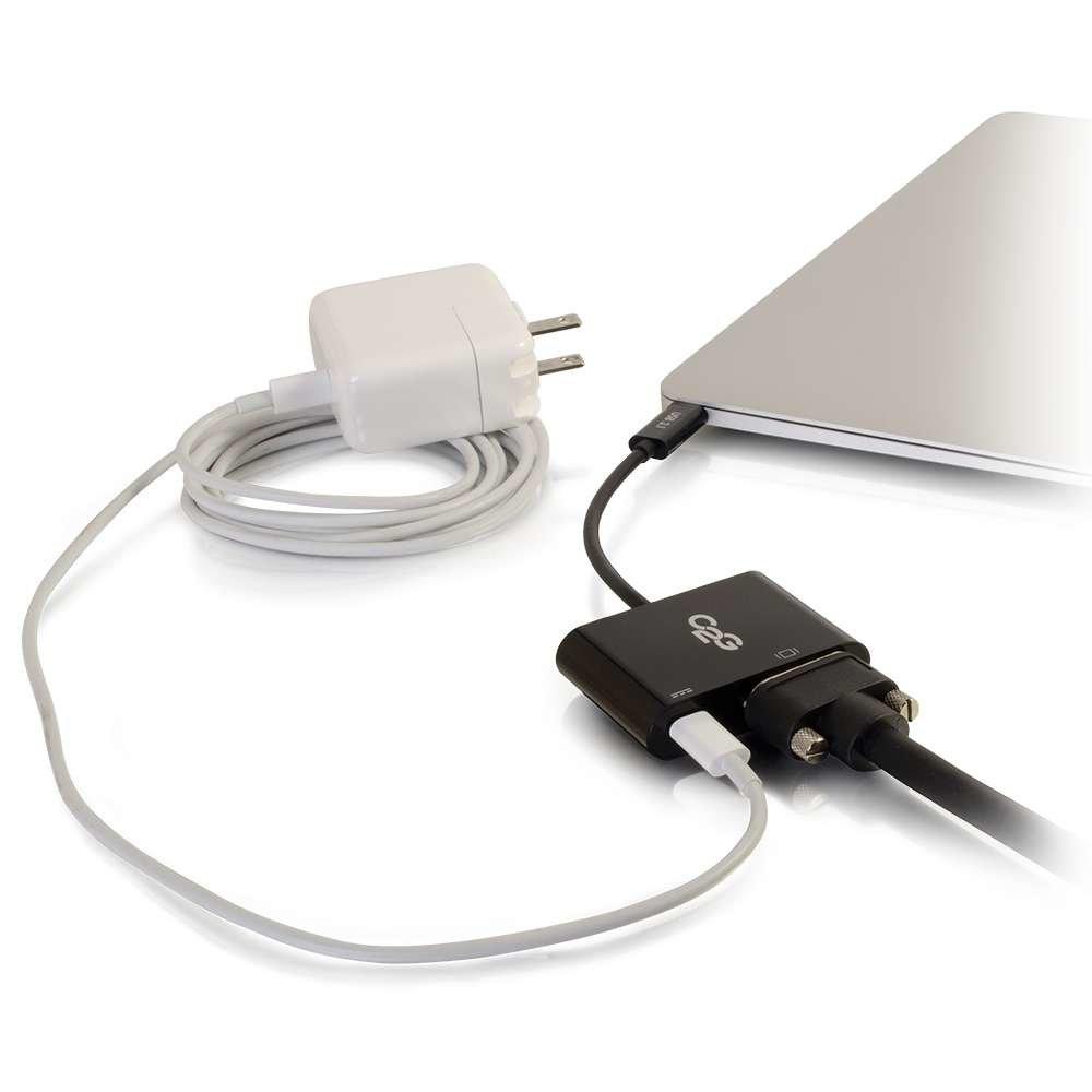 C2G USB-C to VGA and USB-C Charging Adapter Black, USB C to VGA for Mac and Lenovo Laptops 3