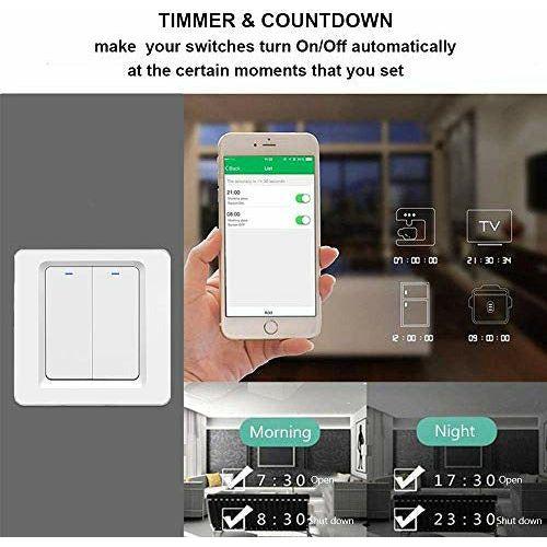 LNIDEAS WiFi Smart Light Switch,Type 86 Wi-Fi Smart Wall Switch with Remote Control and Timer,Compatible with Alexa, Google Assistant and IFTTT, Easy Installation (2 Gang) 4