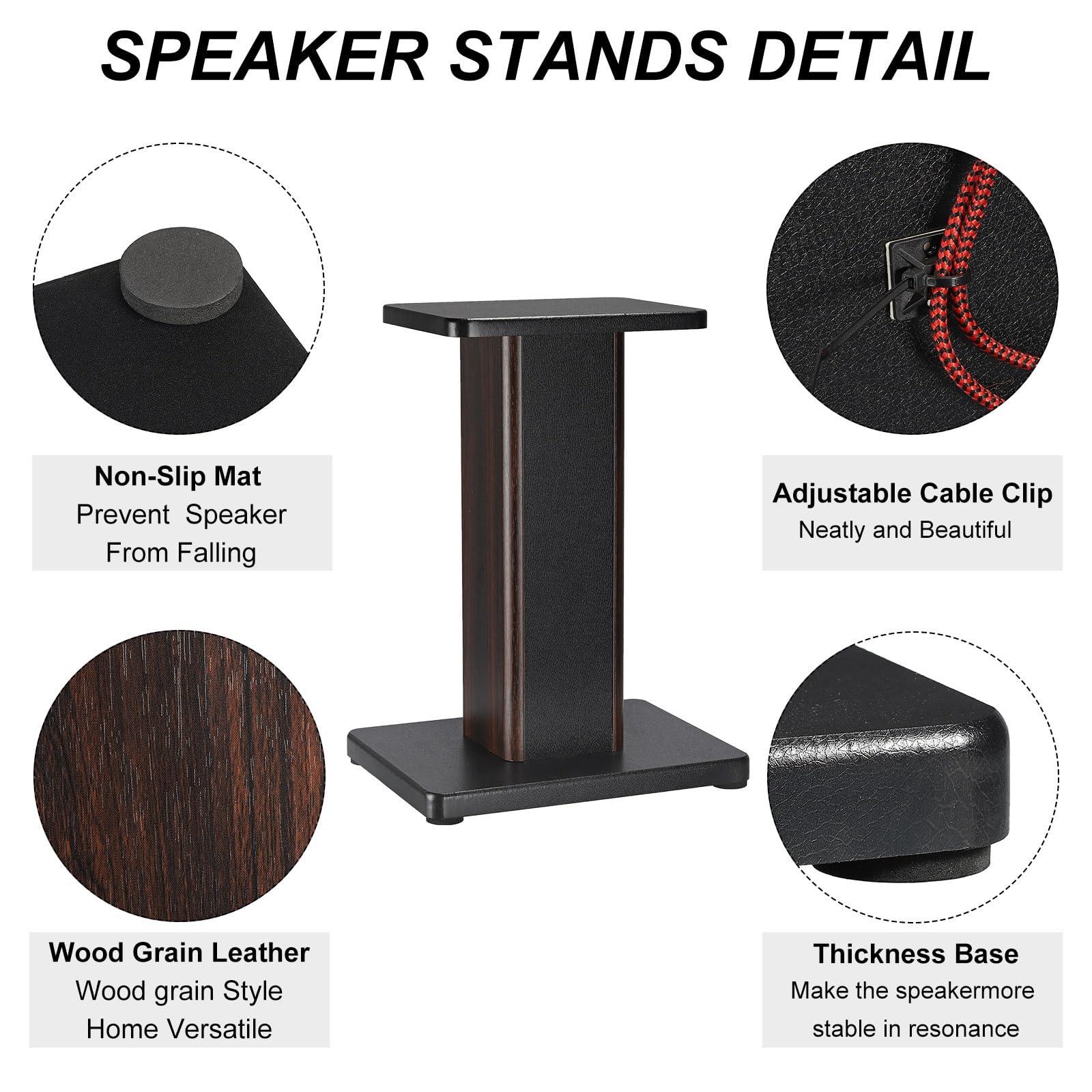 sourcing map Wood Grain Speaker Stands 1 Pair 15.7 Inch (40cm) Universal Small Speaker Stand Hollowed Stands Enhanced Audio Listening for Home Theaters Cinema 2