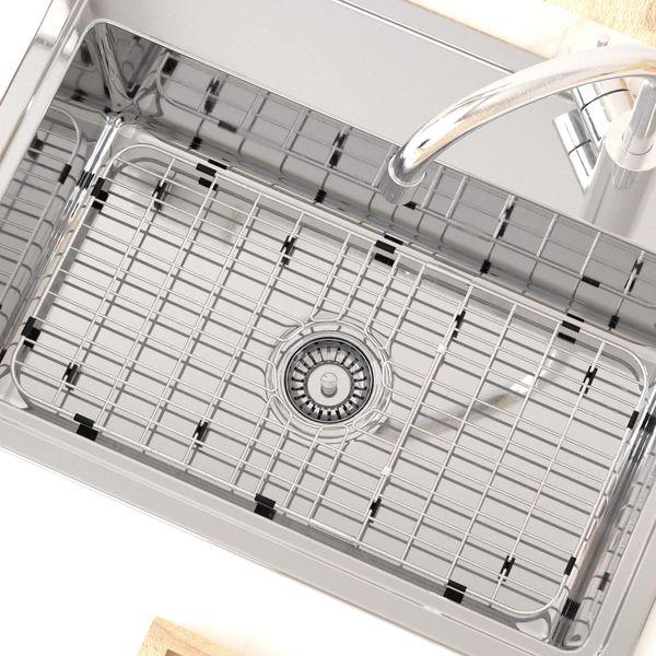 SANNO Kitchen Sink Grate Sink Protector for Kitchen Sink 25" X 12.8", Stainless Steel Grid Sink Protector Kitchen Sink Rack Bottom of Kitchen Sink,Center Drain Sink Bottom Grid 3