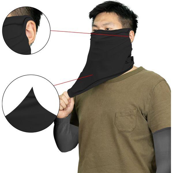Tongcamo Face Coverings with Arm Sleeves for Men Women, Sun UV Protection Neck Gaiter Mask Bandana Cooling Compression Sleeve for Work Baseball Cycling, Black 4