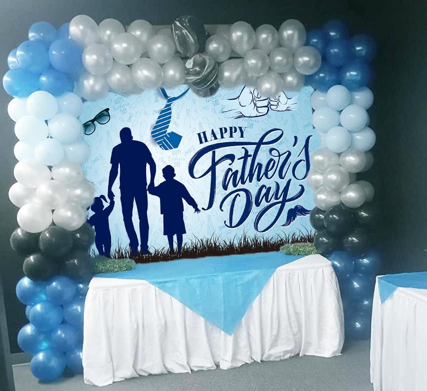 Happy Father's Day Background I Love Dad Glasses Beard Tie Blue Photography Background Father's Day Party Thank You Daddy Family Photo Studio Decoration 8x6FT 4