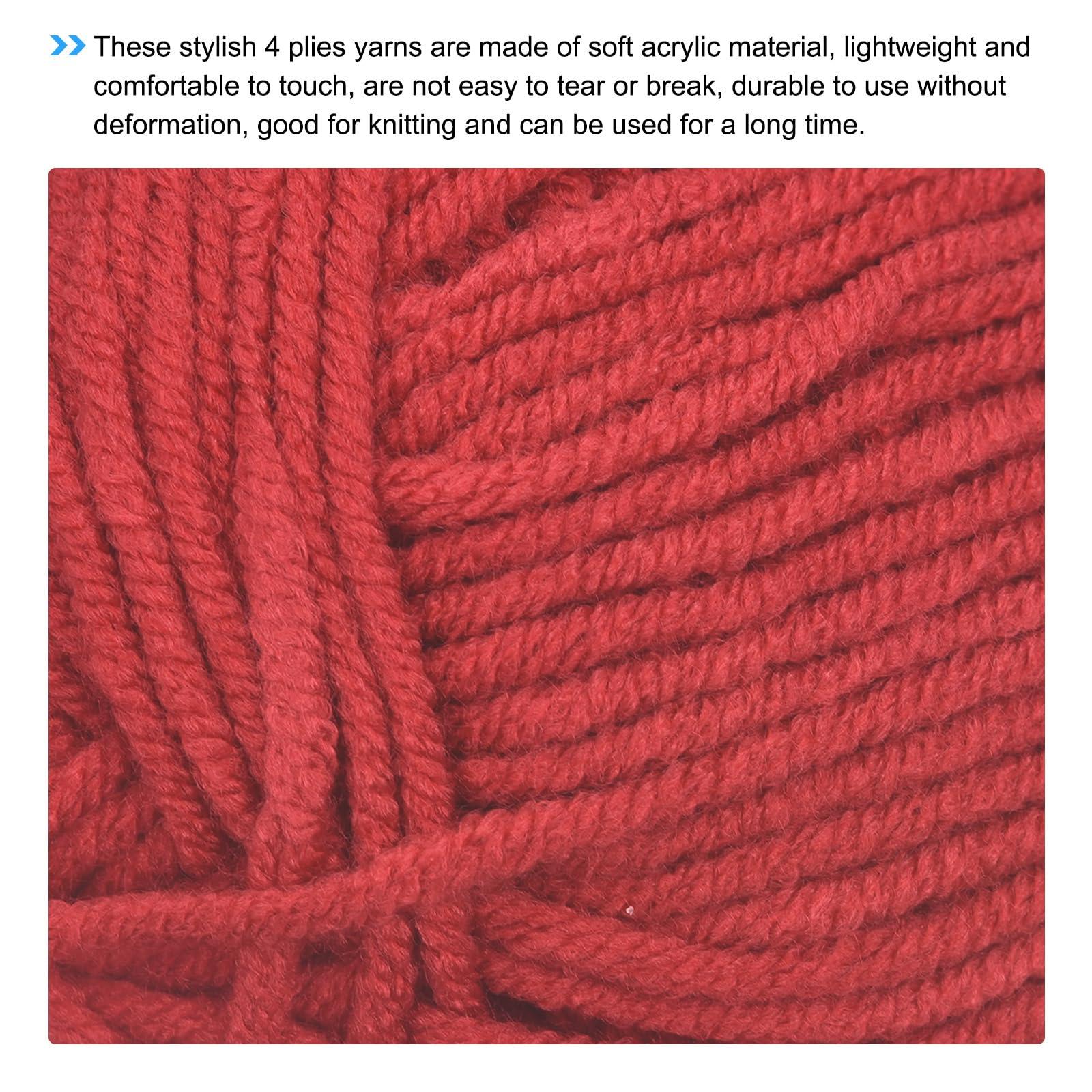 sourcing map Acrylic Yarn Skeins, 2 Pack of 50g/1.76oz Soft Crochet Yarns for Knitting and Crocheting Craft Project, Light Carmine 2