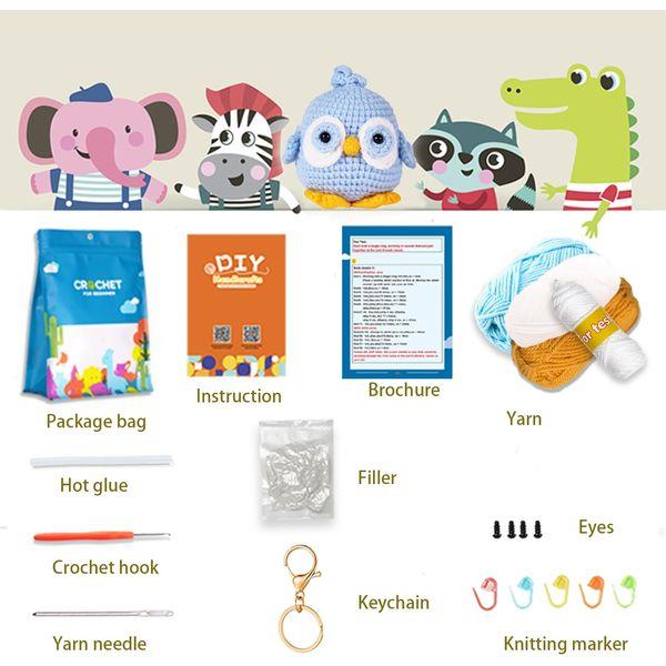 MISUMOR Crochet Kit for Beginners Adults Cute Small Animal Crocheting Knitting for Starter Includes Yarn, Key Chain, Eyes, Stuffing, Crochet Hook with Step-by-Step Instructions and Video Tutorials 2