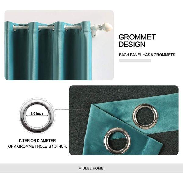 MIULEE Velvet Curtains Teal Elegant Eyelet Curtains Thermal Insulated Soundproof Room Darkening Curtains/Drapes for Classical Living Room Bedroom Decor 52 x 96 Inch Set of 2 4