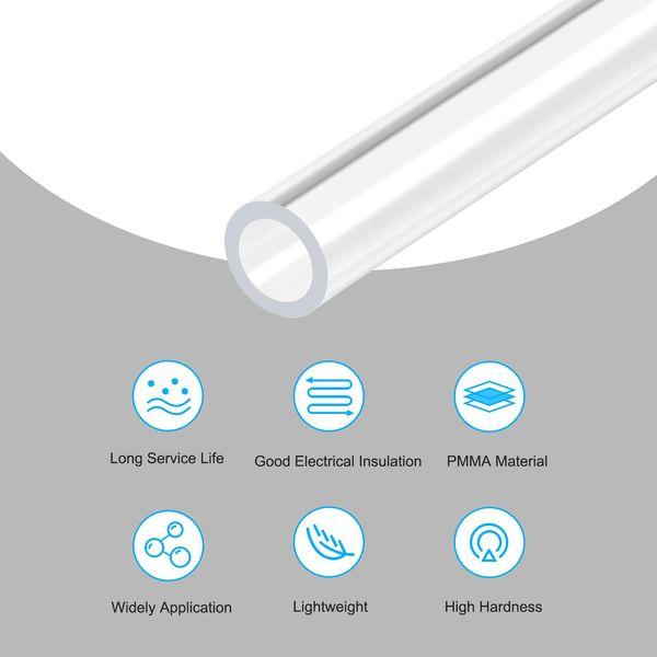 sourcing map Acrylic Pipe Clear Rigid Round Tube 16mm ID 22mm OD 18" for Lamps and Lanterns, Water Cooling System 2