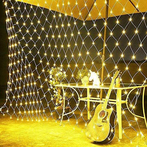[Remote,Timer] Backyard Bedroom LED Net Lights,Battery Powered Fairy Lights String Outdoor Waterproof,Dimmable,8 Modes,Ceiling Wall House Garden Patio Tree Decor(3m x 2m 200 LEDs,Warm White) 2