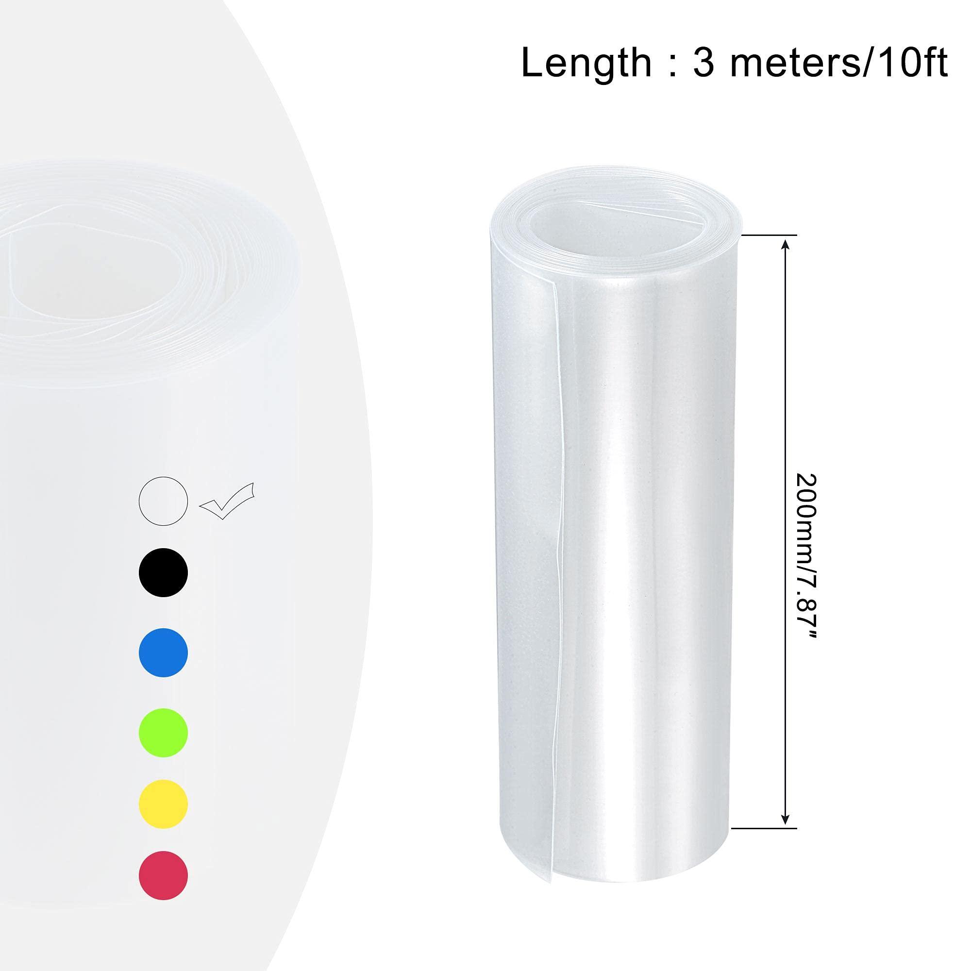 sourcing map Battery Wrap PVC Heat Shrink Tubing 127mm Dia 200mm Flat 10 Feet Clear Good Insulation for Battery Pack 1