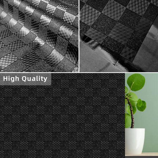 Qualsen Window Film Privacy Frosted Window Film UV Window Film Privacy Frosted Glass Non-adhesive Window Film Static Cling Film for Home Bathroom Office(Black,90x300cm) 3