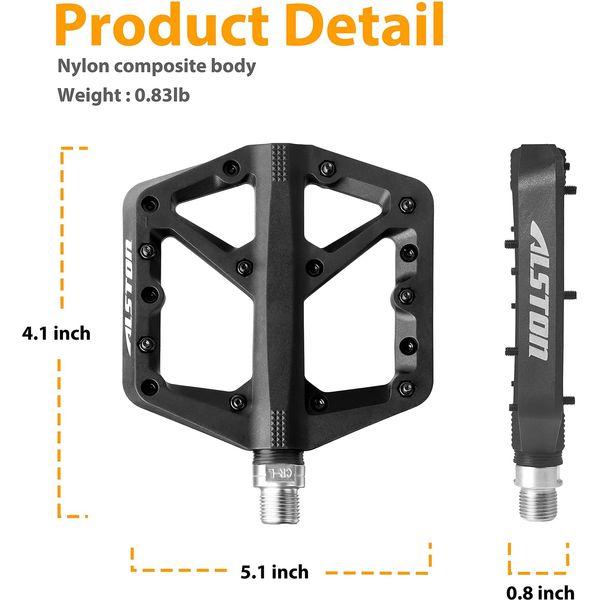 Alston Mountain Bike Pedals Road Bicycle Pedals Non-Slip Lightweight Cycling Pedals Nylon Fiber Platform Pedals 3 Bearings Face Off Pedals for BMX MTB 9/16 1