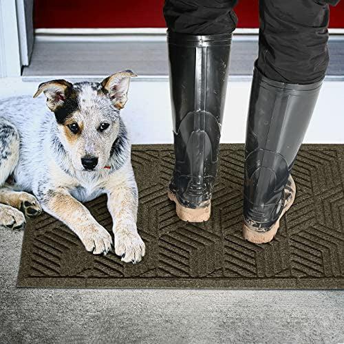 Yimobra Durable Indoor Door Mats, Easy Clean Entrance Floor Rug, Water Absorption Welcome Mat for Outdoor Front Door, Resist Dirt, Patio, Busy Areas, Heavy Duty, Non Slip, 75 x 43 cm, Beige Brown 4