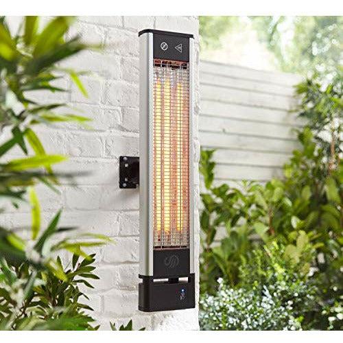 Swan Al Fresco SH16340N Remote Controlled Wall Mounted Patio Heater, Anodized Aluminium Alloy Frame, Carbon fibre heating element With High Rated Aluminium Reflector, IP44 Approved,1800 W 1