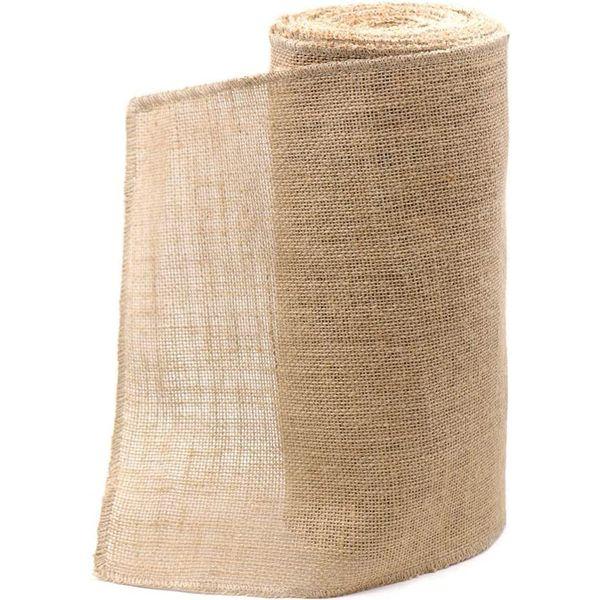 Jute Table Runner Jute Ribbon Roll 30 cm Wide 10 m 100% Natural Linen Jute Fabric with Premium 3 Line Side Seam Table Runner for Wedding Vintage Table Decoration Plants Cold Protection