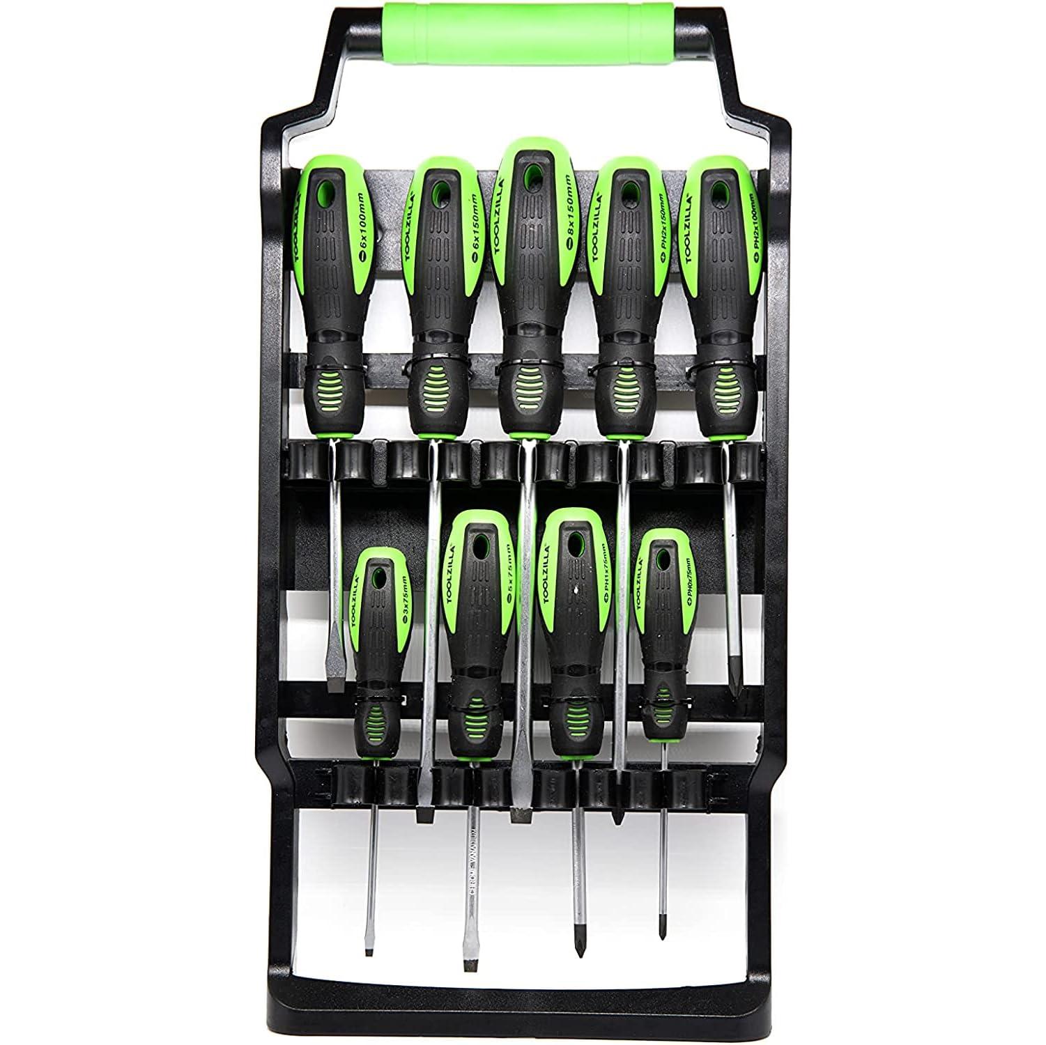 TOOLZILLA Professional 9 Piece Magnetic Screwdriver Set & Carry Case. Compatible Screwdriver Set with Flat Head Screwdrivers, pozidriv Screwdrivers.