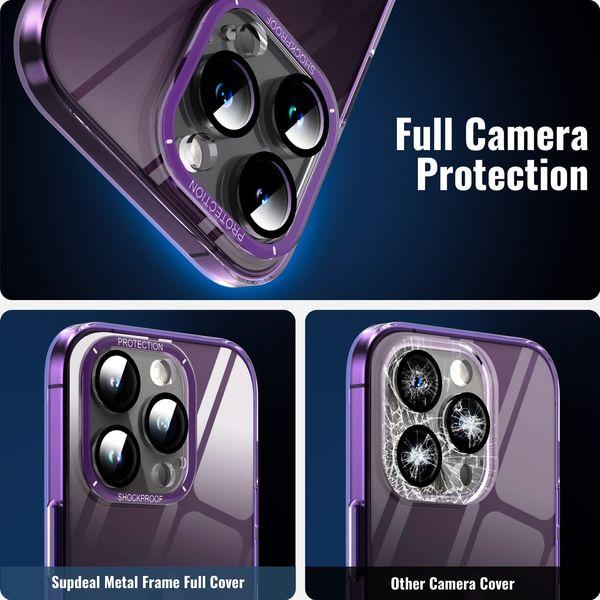 Supdeal [2023 NEW] Ultra Thin Clear Case for iPhone 14 Pro with Camera Protection [Phone Speaker Dustproof] [Sensitive Metal Buttons] Anti-Yellow Super Transparent Slim Phone Cover, 6.1", Purple 3