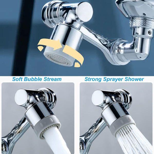 Flybath 1080° Swivel Faucet Extender Aerator Water Saving Bubbler Nozzle Filter 2-Flow Universal Faucet Tap Attachment Extended Splash Proof for Bathroom Kitchen 2