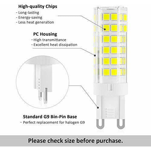 DiCUNO G9 Dimmable LED Light Bulbs, 6W (60W Halogen Equivalent), 550LM, Daylight White (6000K), G9 Ceramic Base, G9 Bulbs for Home Lighting, 12-Pack 2