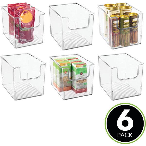 mDesign Storage Trays - Open Top Kitchen Tray for Food Storage Made of Plastic - Freezer and Fridge Boxes - Set of 6 - Clear 1