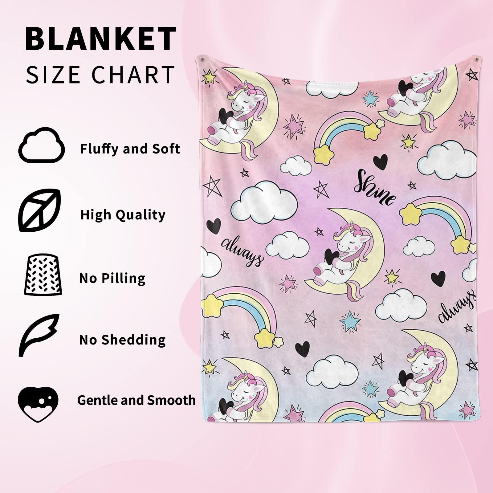 PQCXXA Magic Unicorn Blanket - Soft Flannel Fleece Blanket for Girls Kids, Microfiber Fleece Blanket for Couch, Bedroom, Travel (Cloud, 150x200cm) 1