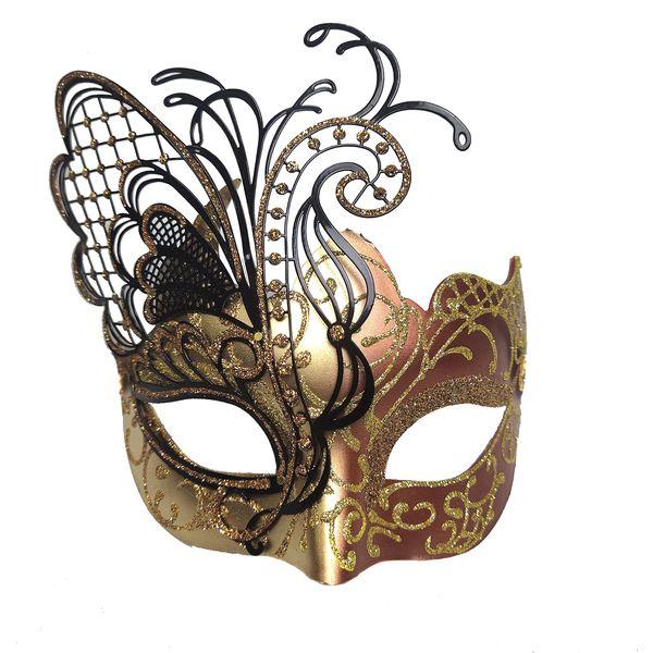 Ubauta Rose Gold Butterfly Rhinestone Metal Venetian Women Mask for Masquerade/Mardi Gras Party/Sexy Costume Ball/Wedding 0