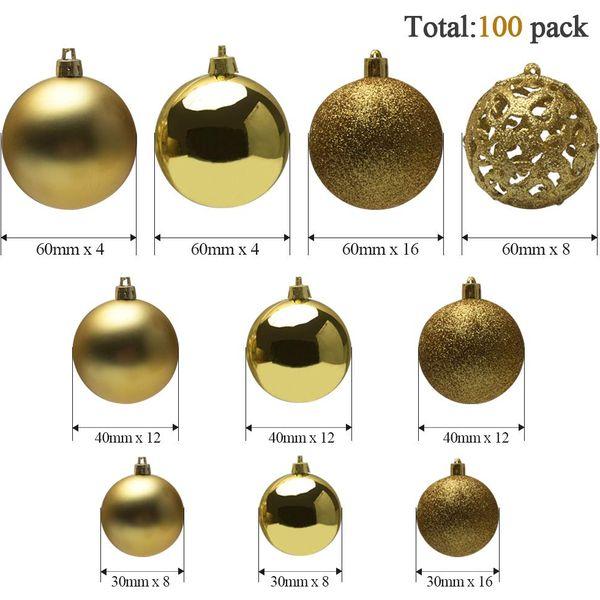Christmas Tree Decoration Ball, 100pcs Christmas Baubles Ornaments 3cm+4cm+6cm, Shatterproof Christmas Hanging Balls Decoration, Christmas Tree Holiday Wedding Party Pendants Gifts (Pink) 2