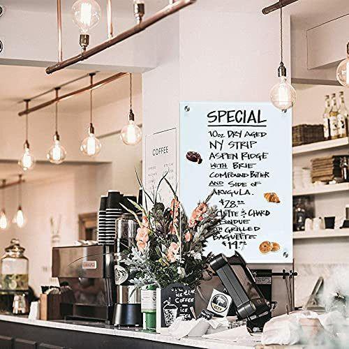 4 THOUGHT Magnetic Glass White Board, 45 x 60 cm, Frameless with 3 Magnets and 1 Pen Tray, Dry Erase Whiteboard for Notices, Reminders, Presentations, Normal White, Home & Office Notice Boards 4