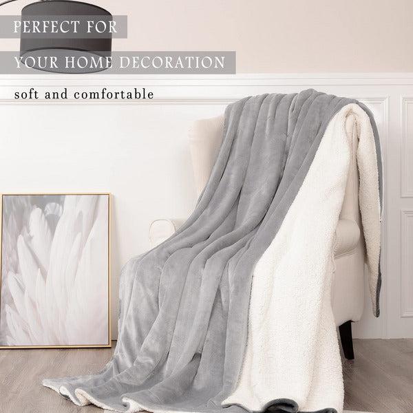 VOTOWN HOME Sherpa Fleece Blanket Light Grey Throw Blanket Double/Twin Size 150x200 cm,Comfy Blanket for Sofa, Soft Fluffy Warm Winter Blanket for Bed 3