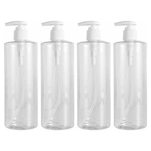 LIOOBO 4Pcs 500ml Dispenser Pump Bottle White Plastic Bottle Lotion Pump Bottle 500ml Hand Wash and Hand Lotion Set Holder Soap Dispenser Bottles Refillable Empty Shampoo Bottles (Random Pump Head) 3